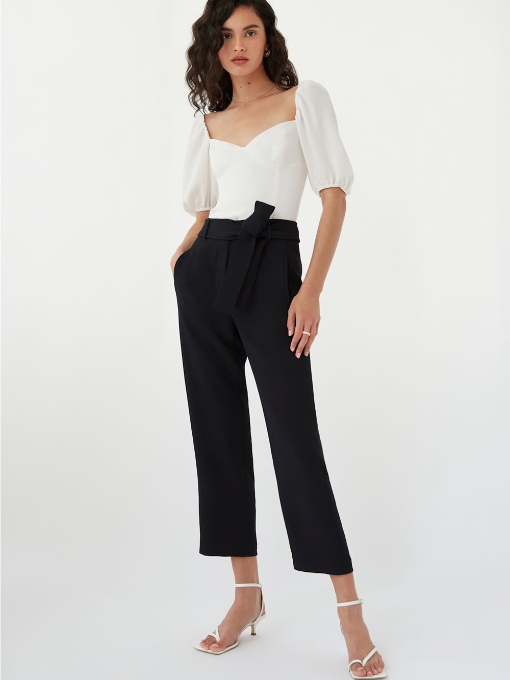 Aritzia Wilfred Tie-Front Pant, Black High-Rise Cropped Pants, Dresspants